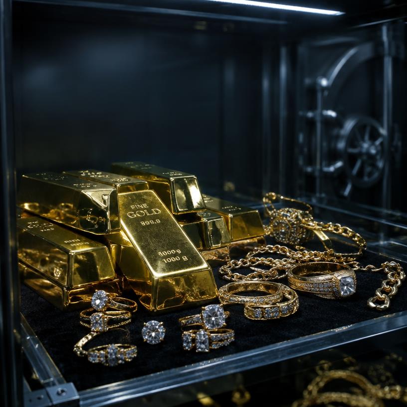 Gold locked in a vault
