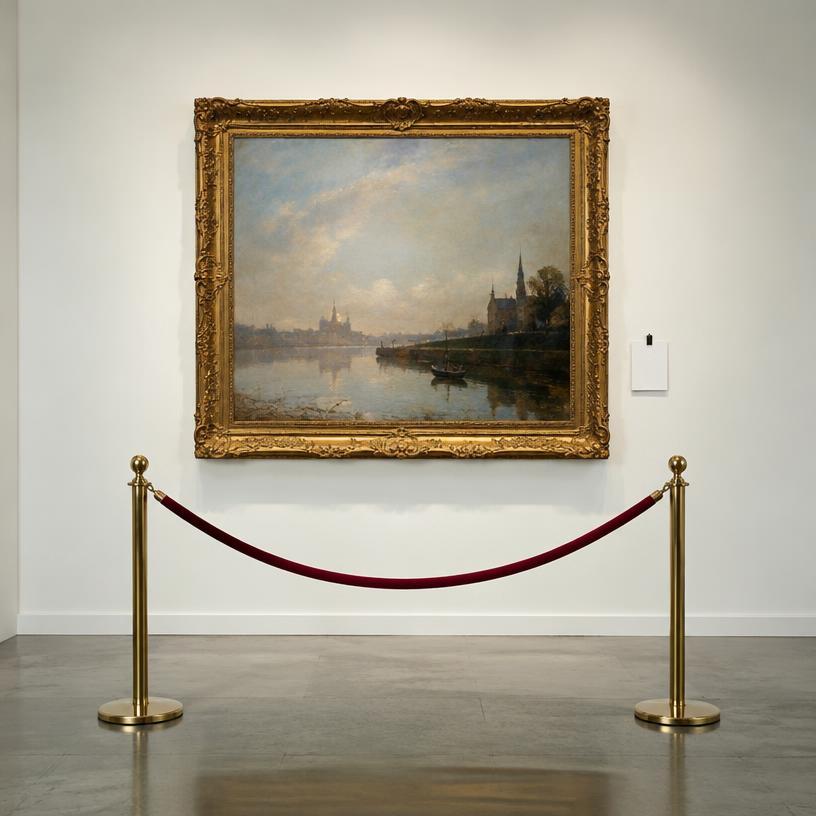 A painting behind a rope