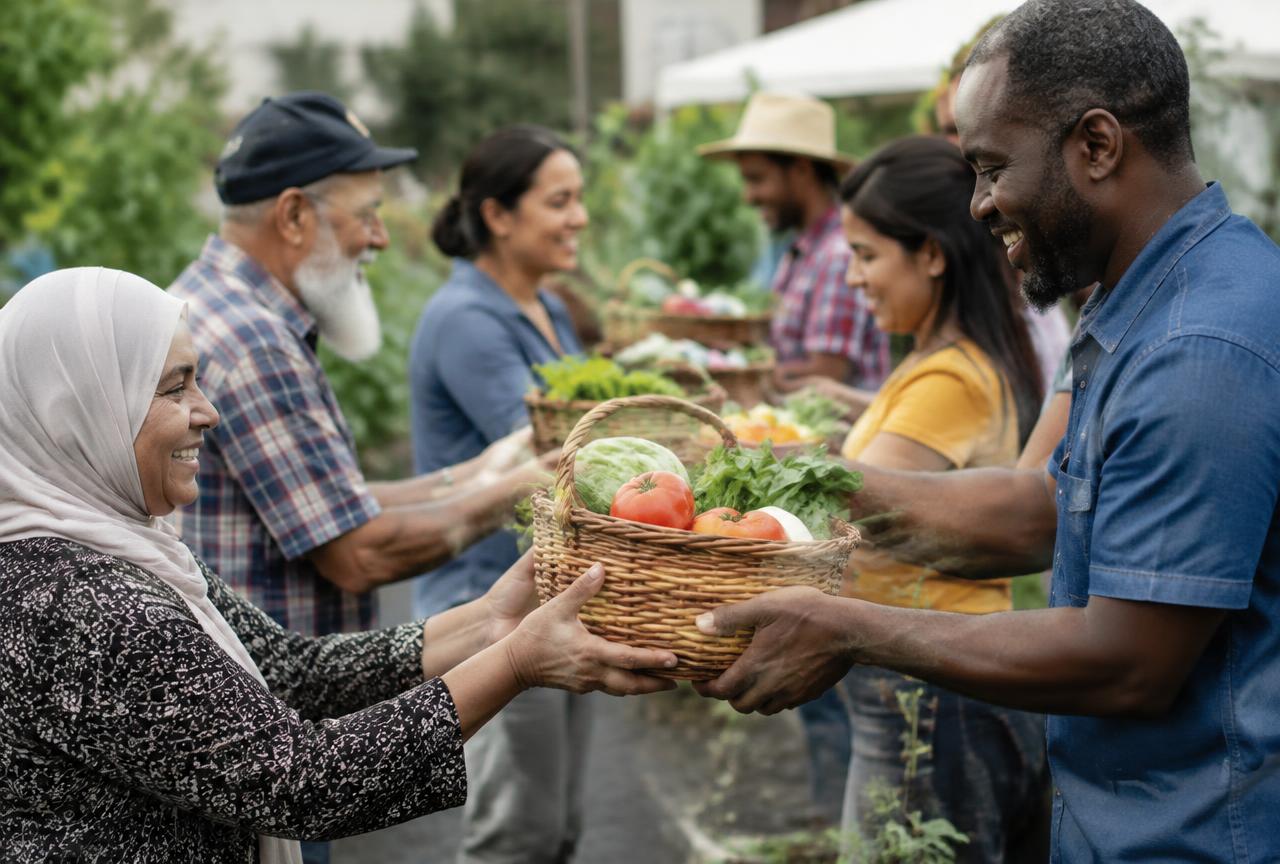 A harvest shared hand to hand